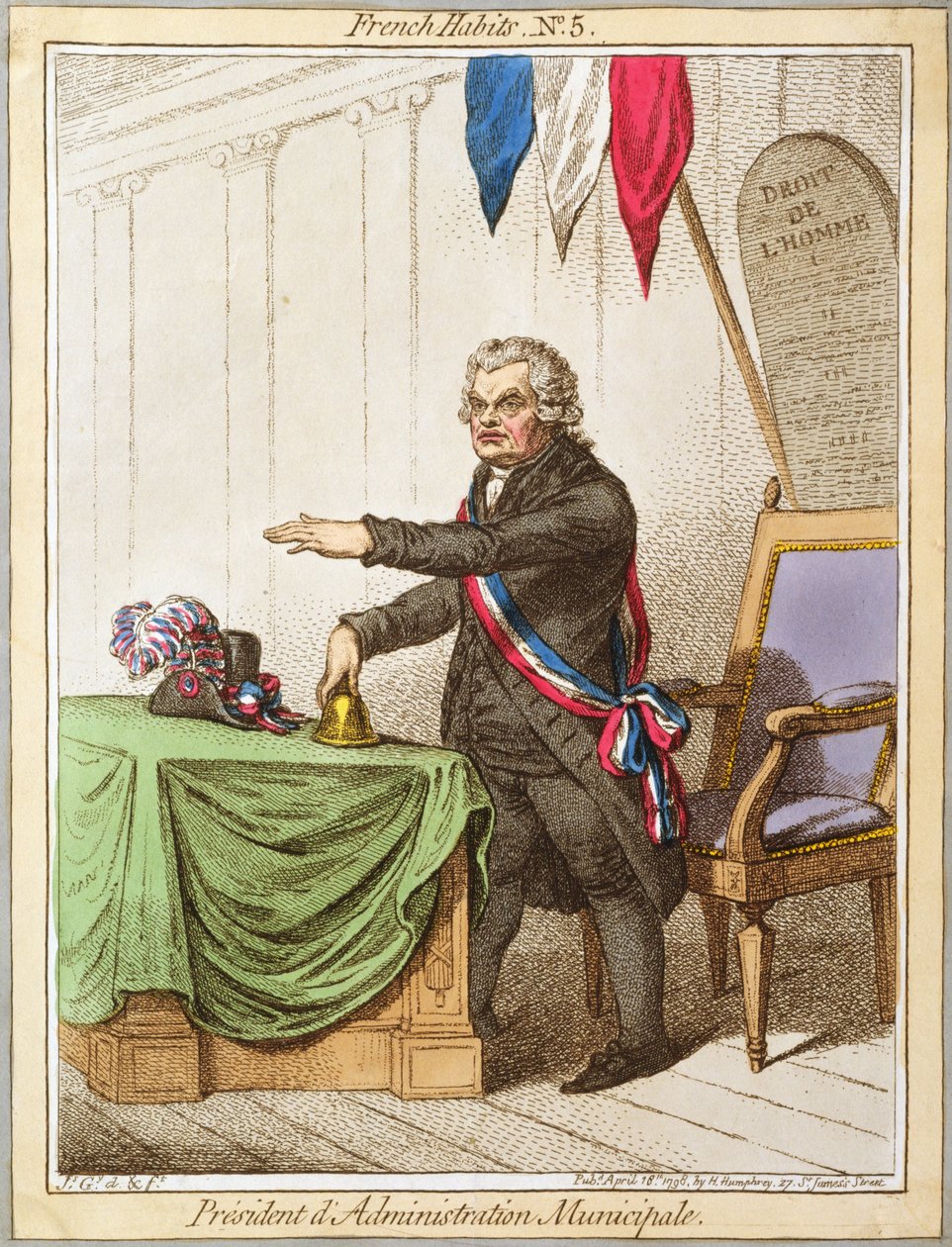 President of Municipal Administration, plate 5 from French Habits published by Hannah Humphrey in 1798 by James Gillray
