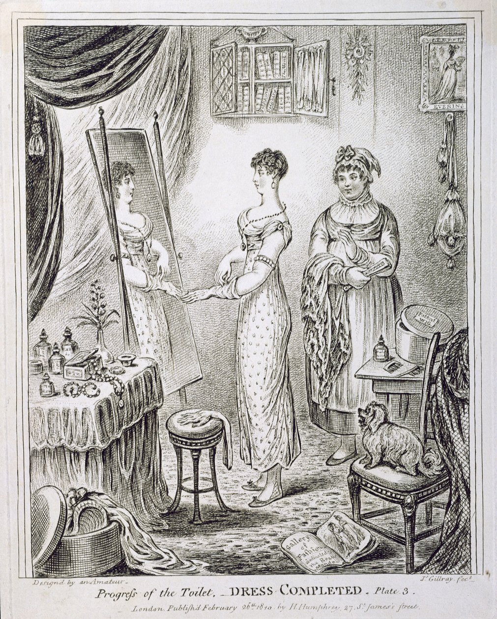 Progress of the Toilet, or Dress Completed, published by Hannah Humphrey in 1810 by James Gillray