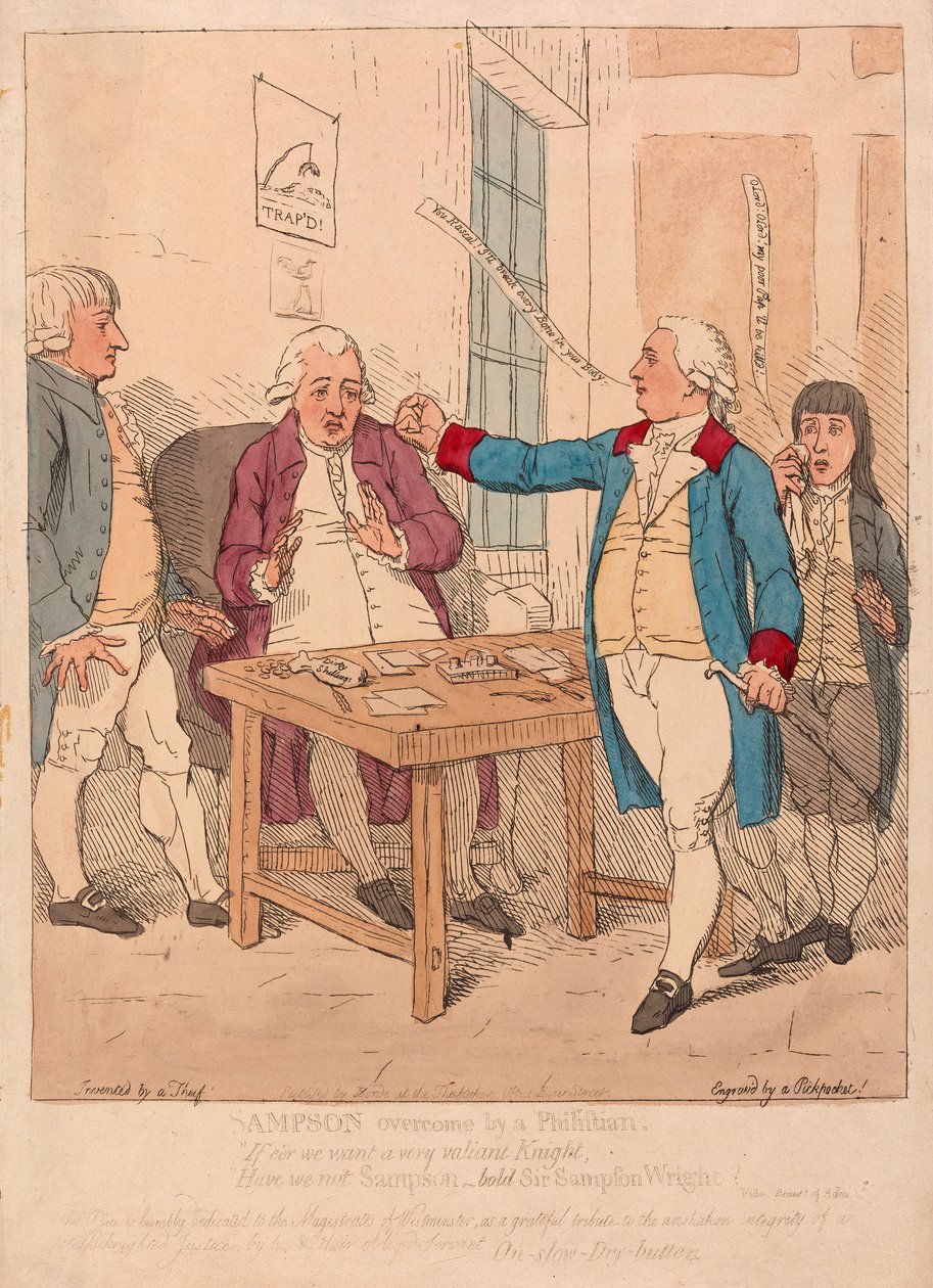 Sampson overcome by a Philistine, pub. 1782 by James Gillray