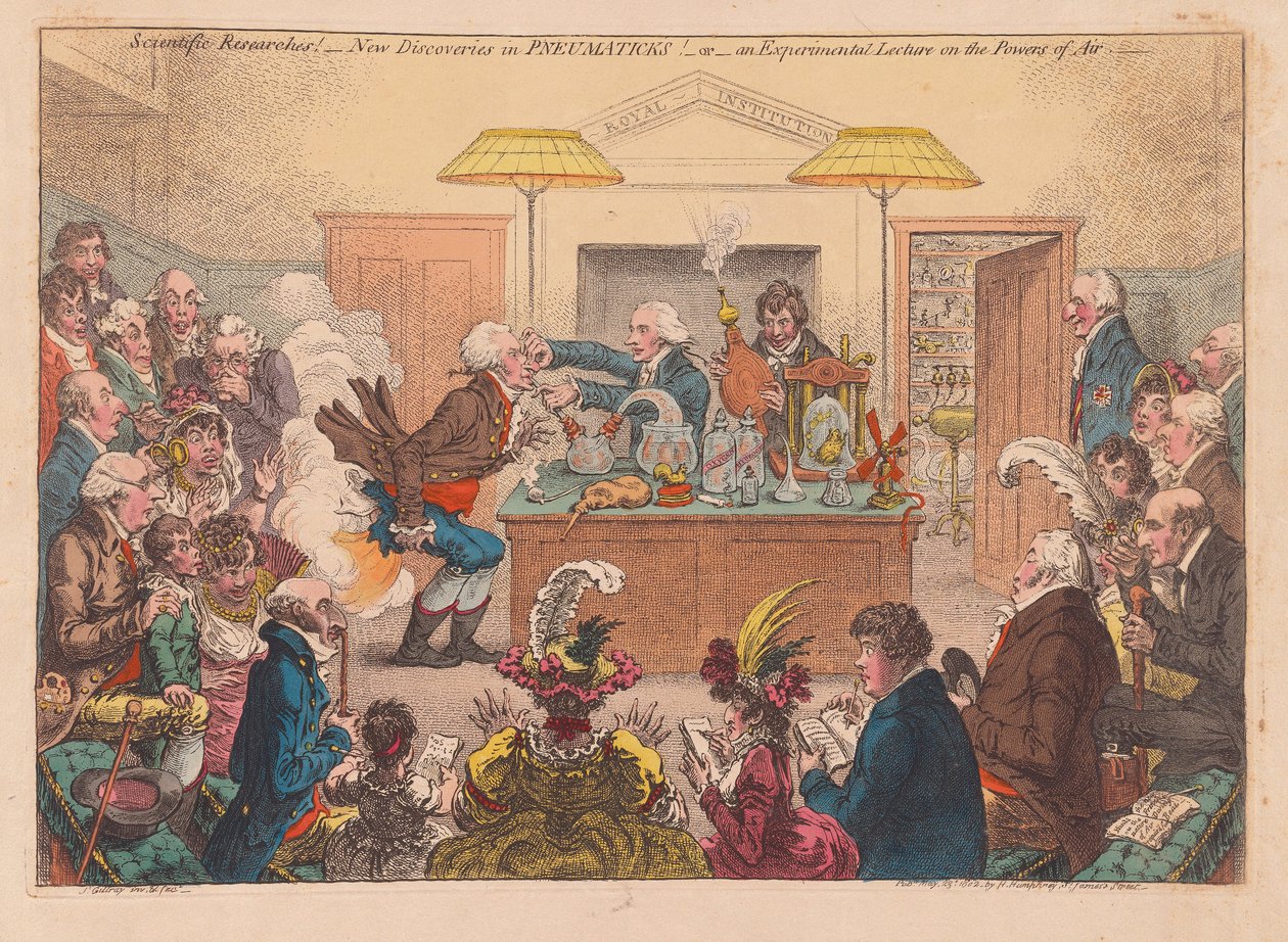 Scientific Researches! New Discoveries in Pneumatics! Or an Experimental Lecture on the Powers of Air by James Gillray