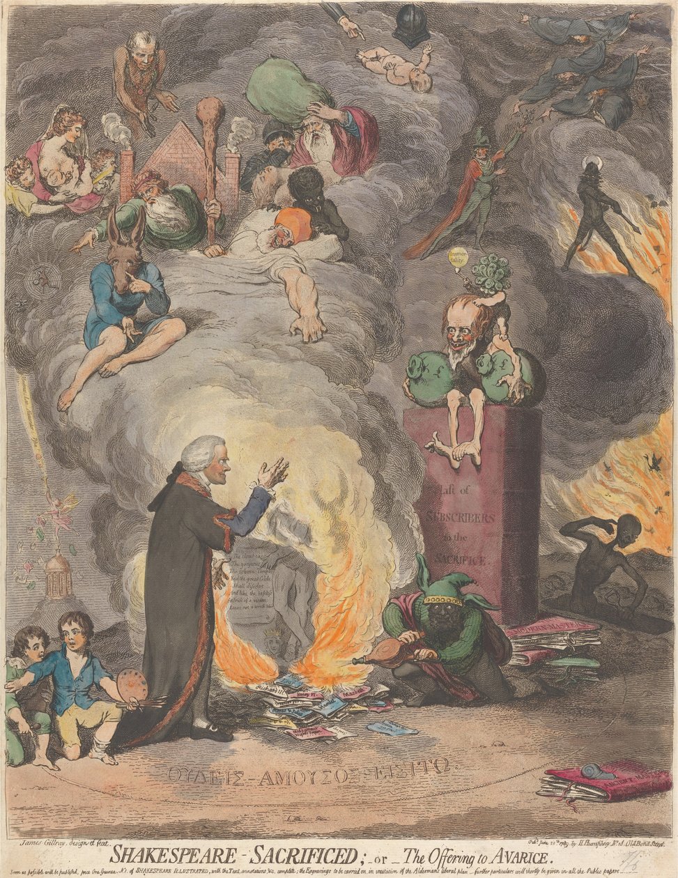 Shakespeare Sacrificed; or, The Offering to Avarice by James Gillray