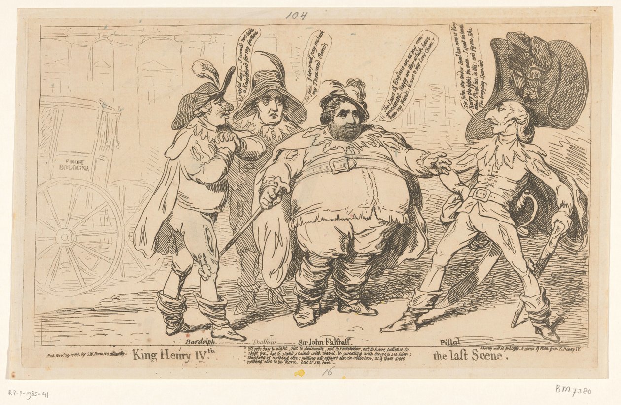 Caricature of Charles Fox, 1788 (King Henry IVth. The Last Scene) by James Gillray
