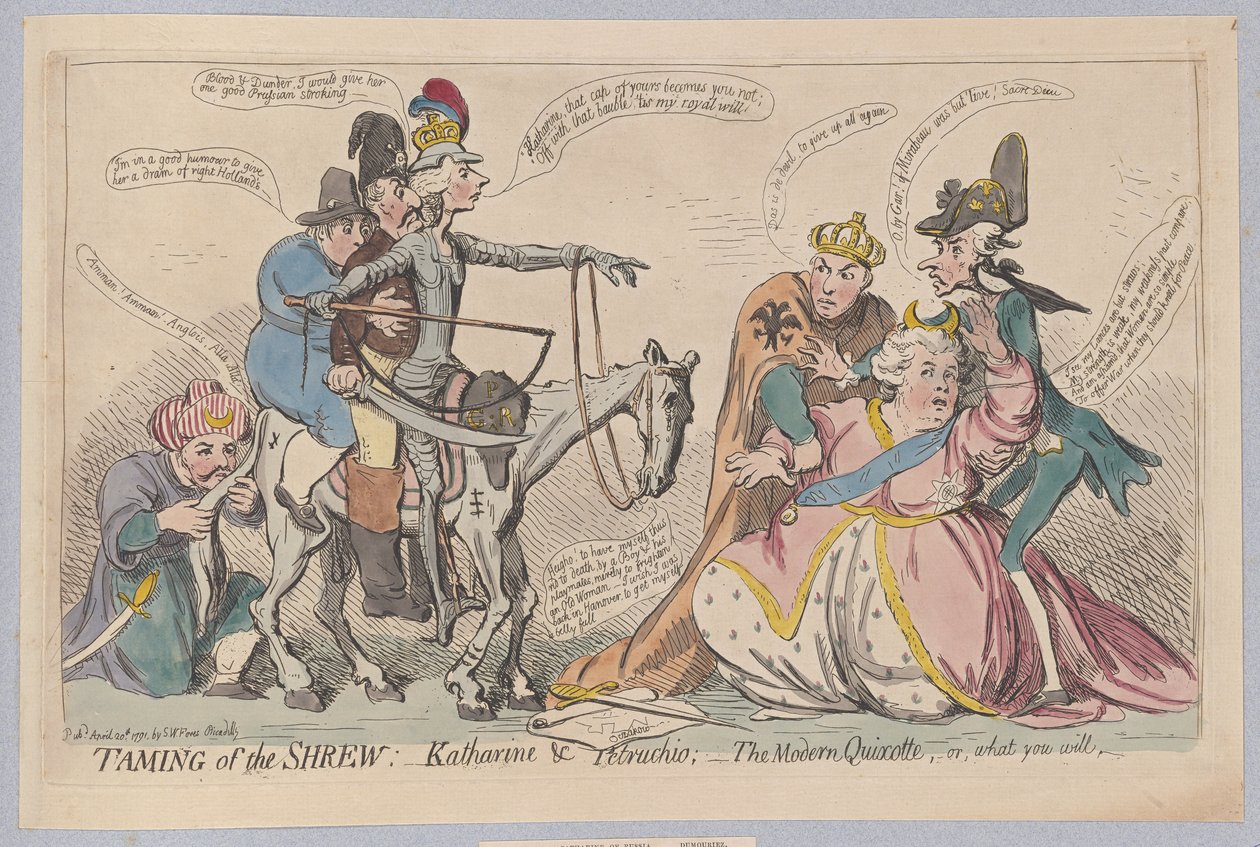 Taming of the Shrew: Katherine & Petruchio; The Modern Quixotte, or what you will by James Gillray