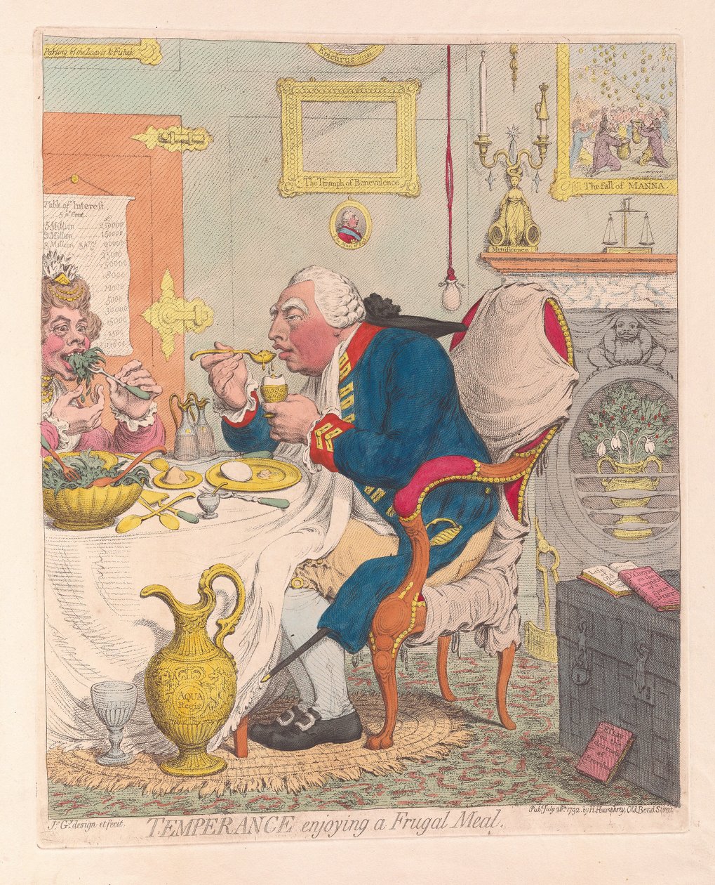 Temperance enjoying a Frugal Meal, pub. 1792 by James Gillray