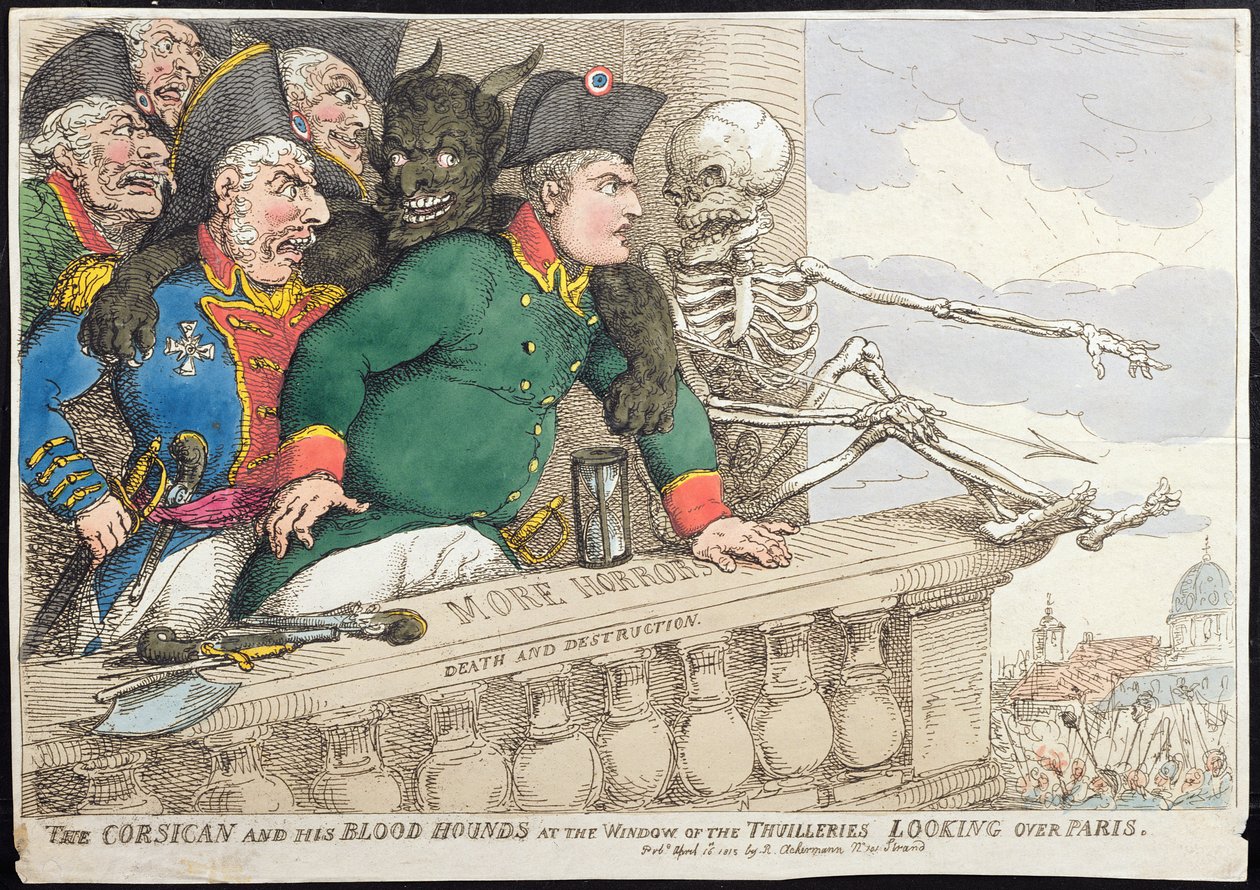 The Corsican and his Blood Hounds at the Window of the Tuilleries, Looking over Paris by James Gillray
