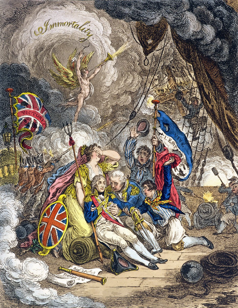 The Death of Admiral Lord Nelson at the Moment of Victory! published by Hannah Humphrey in 1805 by James Gillray