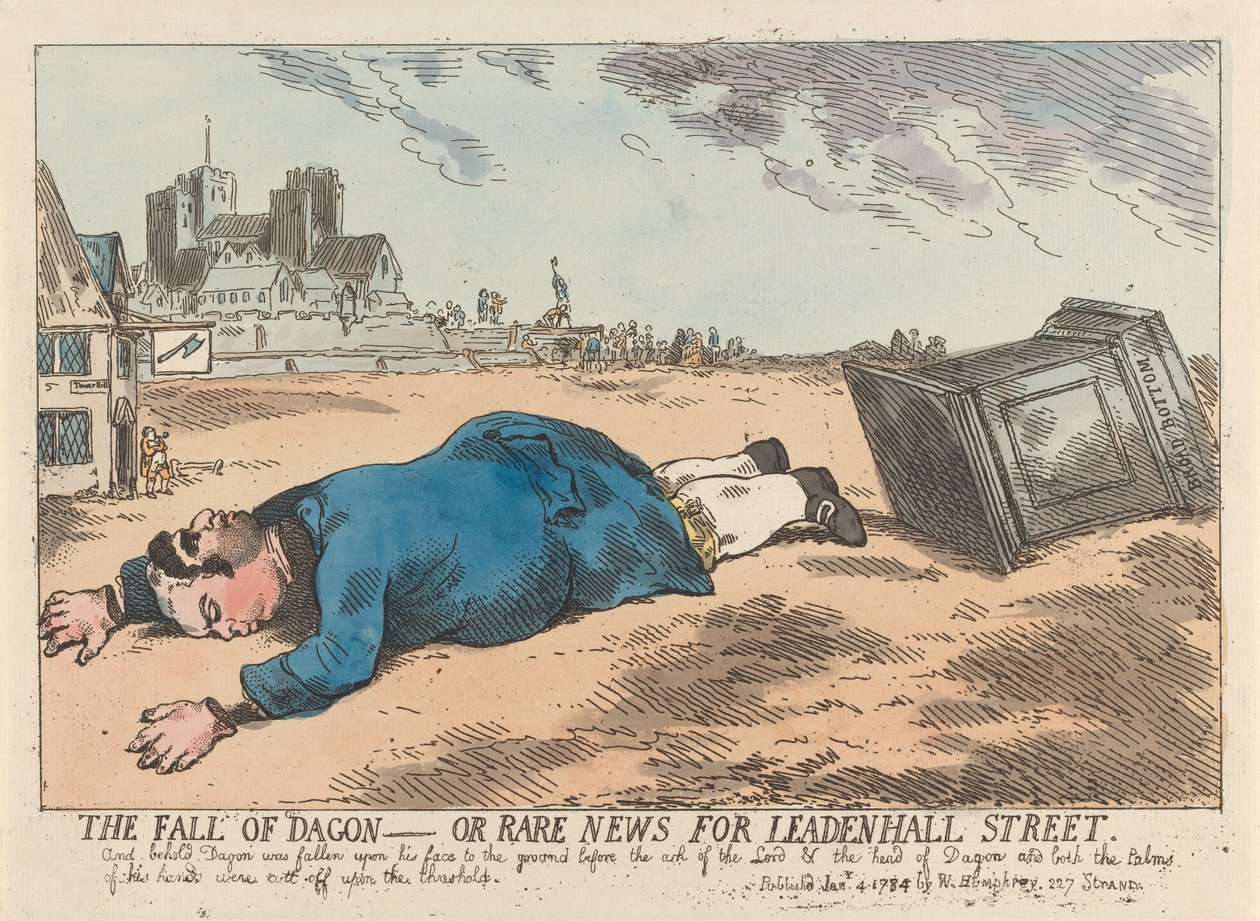 The Fall of Dagon - or Rare News for Leaden-Hall Street by James Gillray