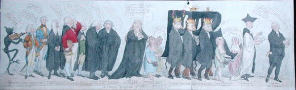 The Funeral Procession of Miss Regency by James Gillray