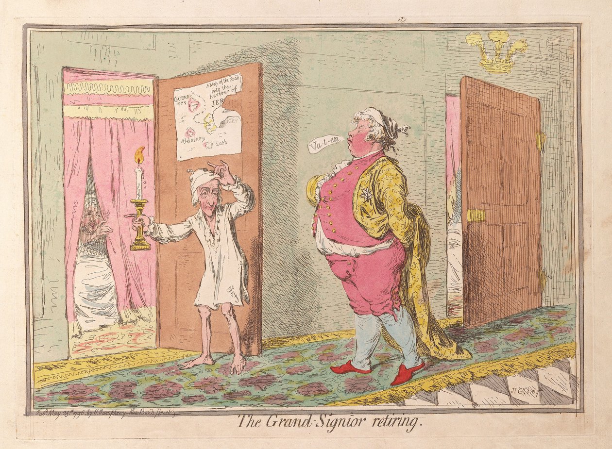 The Grand Signior retiring, pub. 1796 by James Gillray