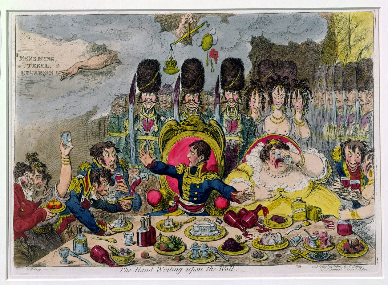 The Hand-Writing upon the Wall, published by Hannah Humphrey by James Gillray