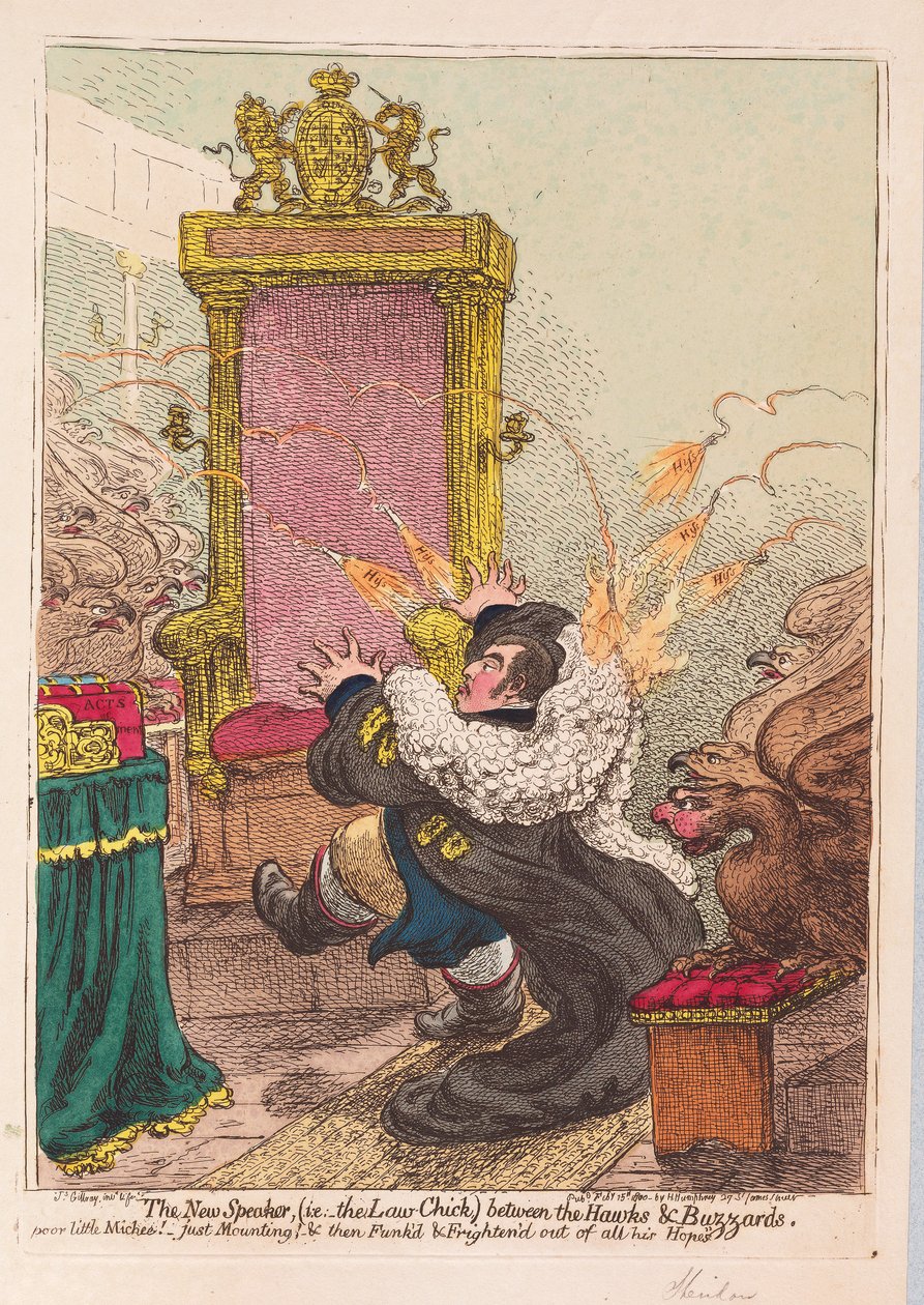 The New Speaker, (ie the Law-Chick) between Hawks and Buzzards by James Gillray