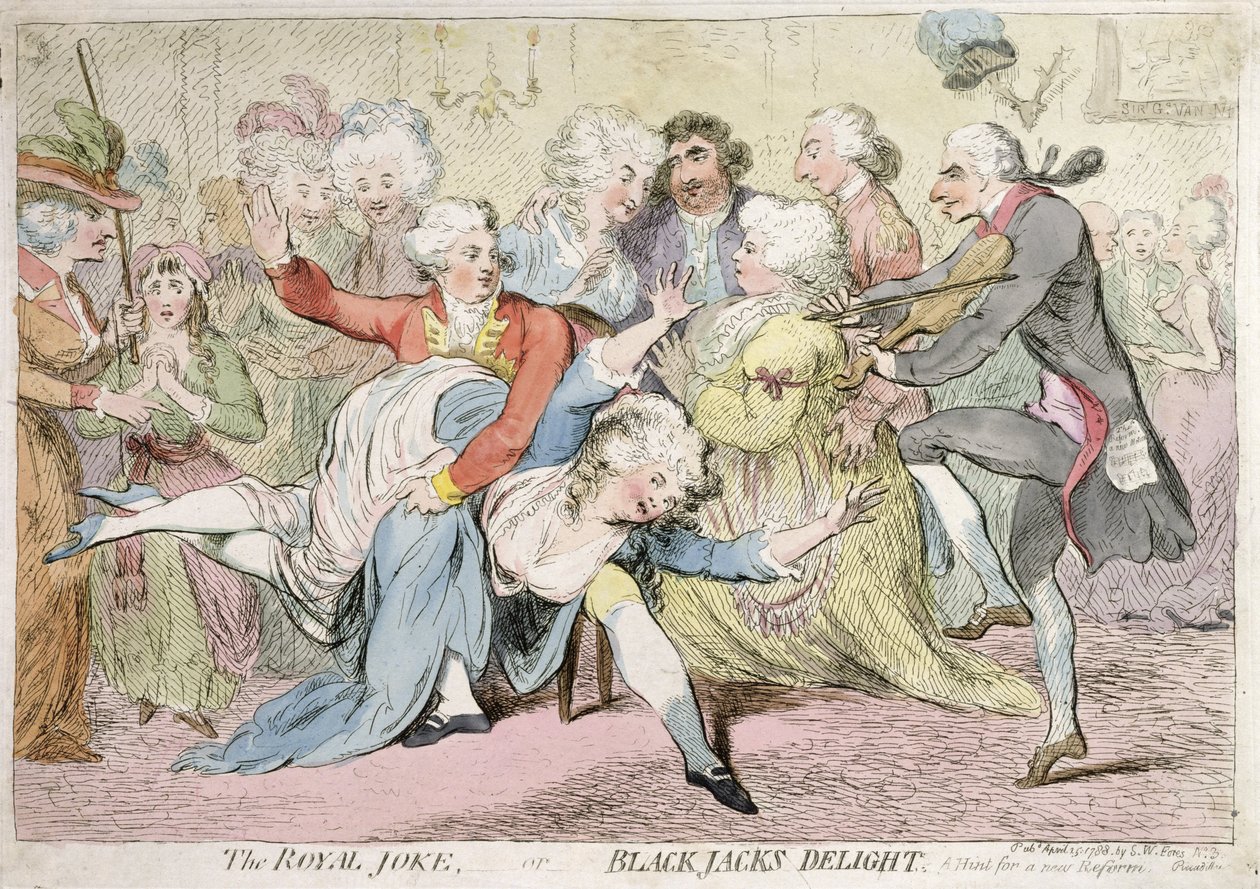 The Royal Joke, or Black Jacks Delight, published by S.W. Fores in 1788 by James Gillray