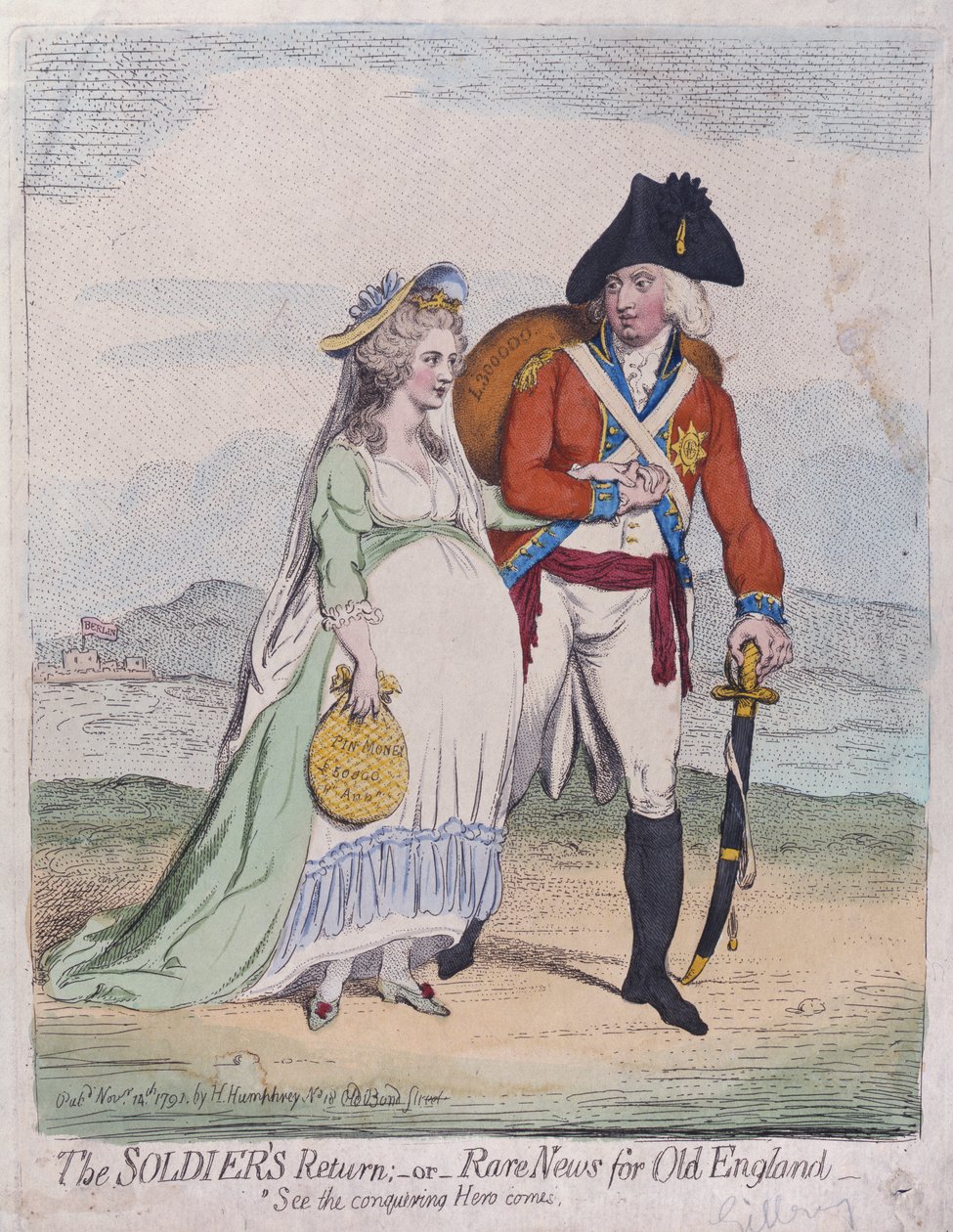 The Soldiers Return, or Rare News for Old England, published by Hannah Humphrey in 1791 by James Gillray