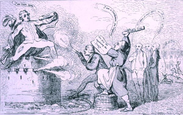 The Theatrical War, published by S.W. Fores in 1787 by James Gillray