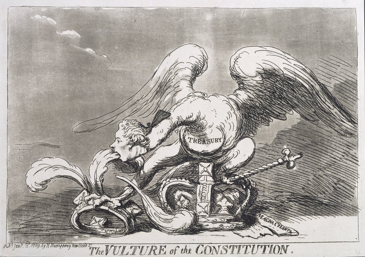 The Vulture of the Constitution, Published by Hannah Humphrey in 1789 by James Gillray