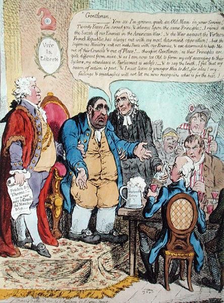 The Worn Out Patriot, or The Last Dying Speech of the Westminster Representative at the Anniversary Meeting on Oct 10th 1800, held at the Shakespeare Tavern by James Gillray
