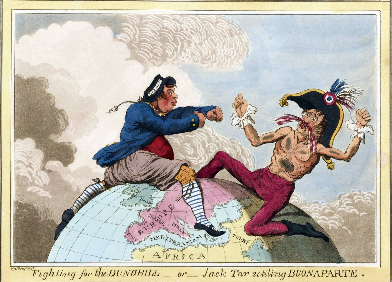 The Fight for the Dunghills or Jack Tar Against Napoleon Bonaparte by James Gillray