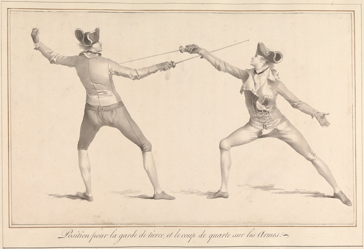 Position for Guard in Tierce, and the Quarte Strike on the Weapons