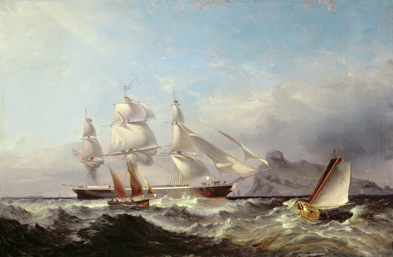 A Clipper Ship off the Mumbles Lighthouse, Swansea by James Harris of Swansea