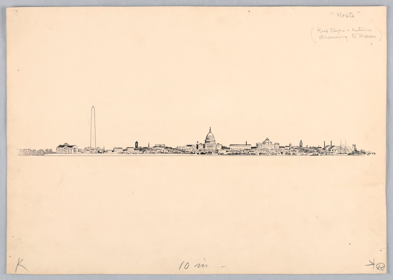 Washington Skyline, Design for Washington Board of Trade Dinner, May 13, 1908 by James Henry Moser
