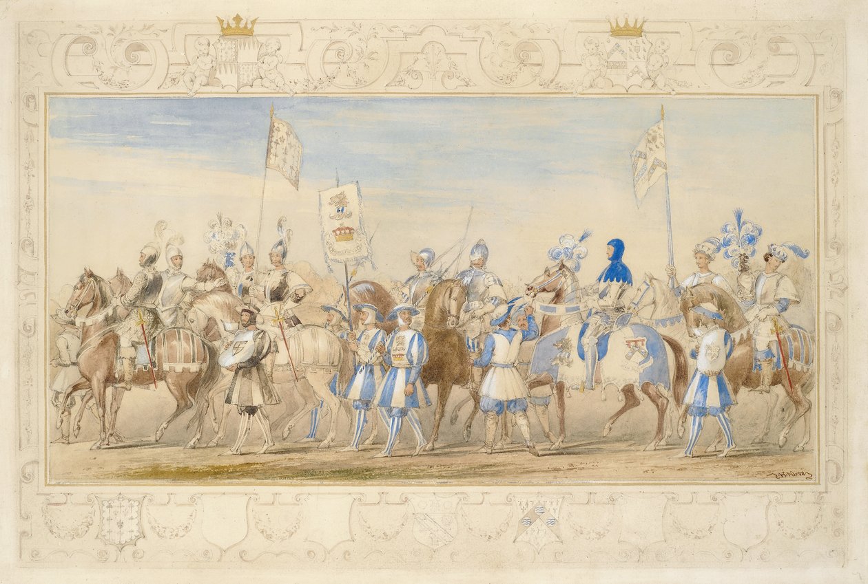 Continuation of the Retinue of the Marquis of Waterford, Knight of the Dragon and Viscount Alford, Knight of the Black Lion by James Henry Nixon