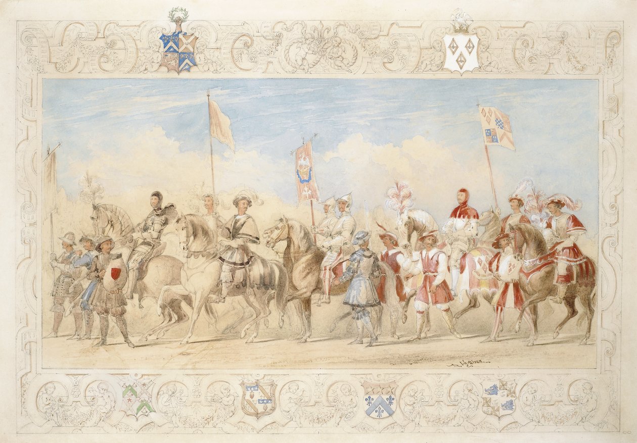 Walter Little Gilmour Esq., The Black Knight and Hon. Edward Stafford Jerningham, Knight of the Swan by James Henry Nixon