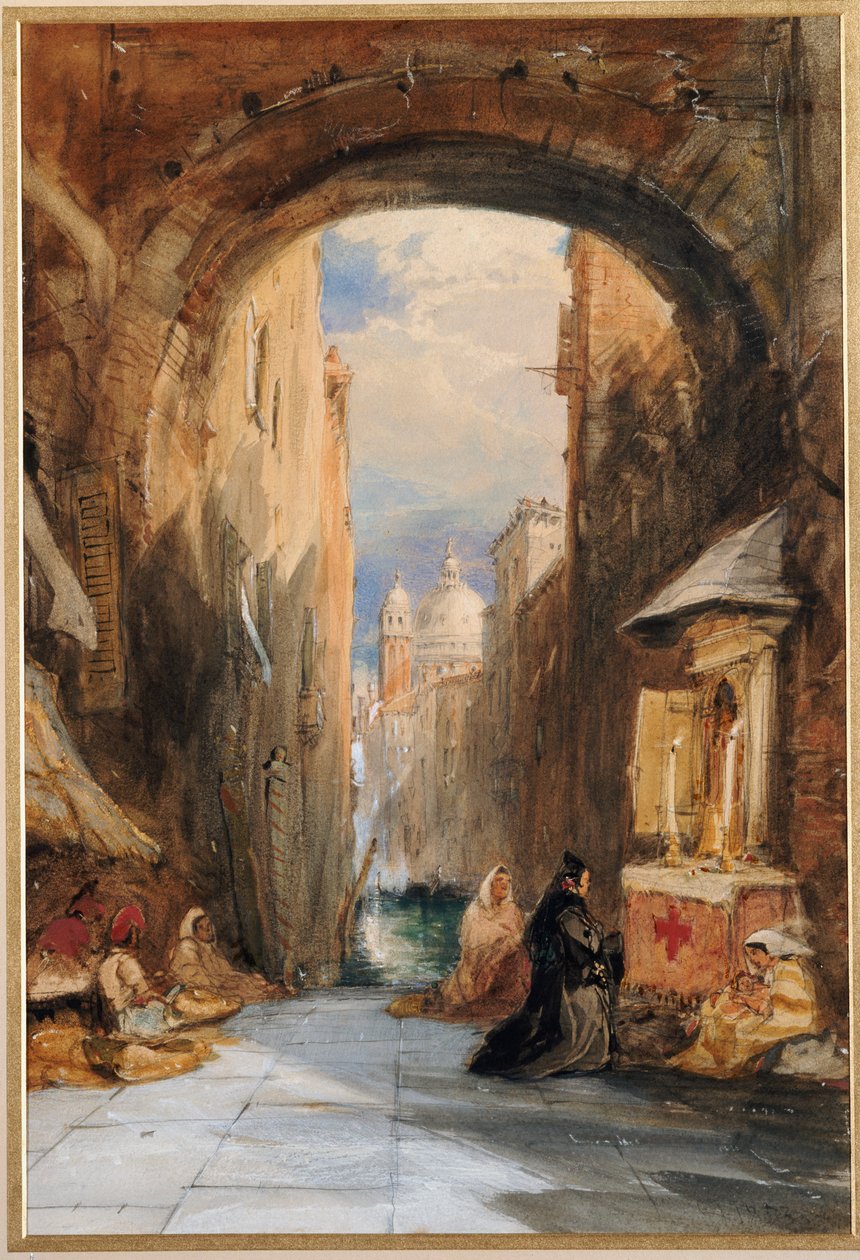 Venice: an Edicola Beneath an Archway, with Santa Maria della Salute in the Distance by James Holland