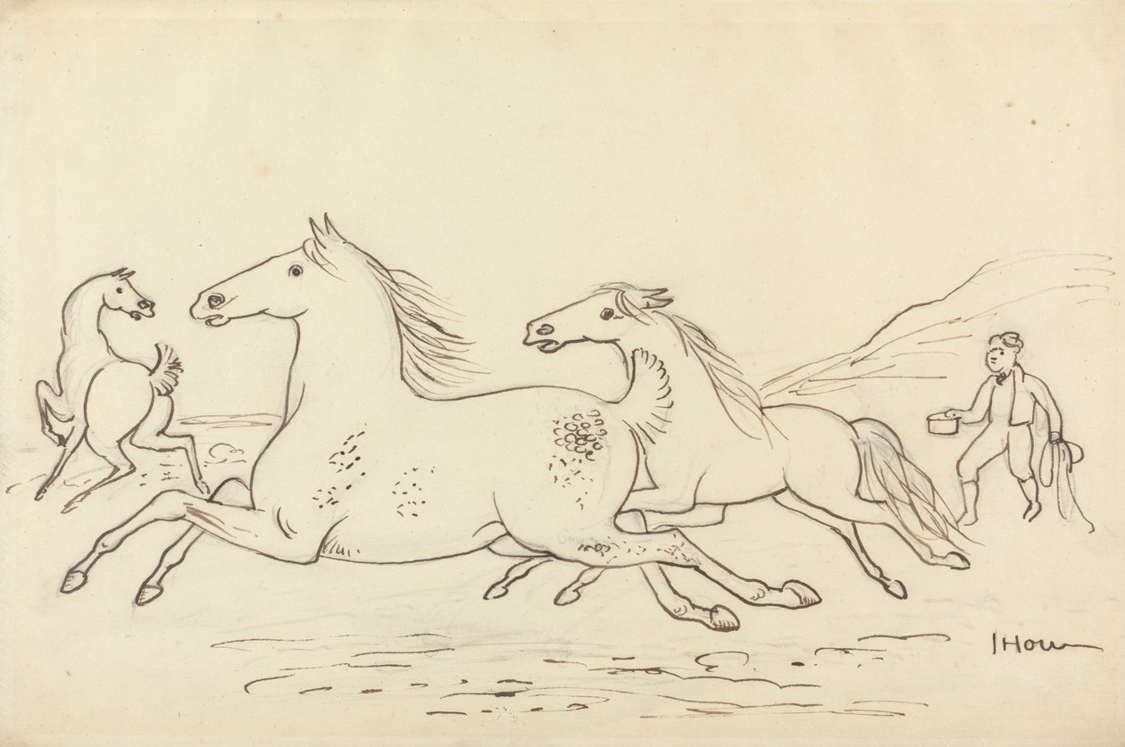 Three Horses and Stable Lad by James Howe