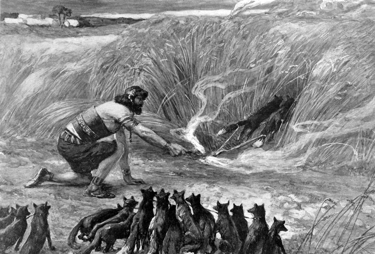 Samson and the foxes by J James Tissot - Bible by James Jacques Joseph (after) Tissot