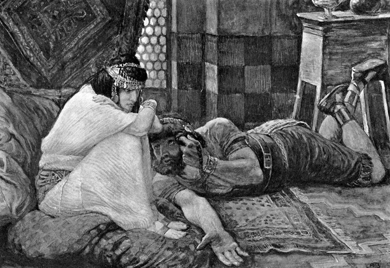 Samson reveals his secret to Delilah (Bible) by James Jacques Joseph (after) Tissot