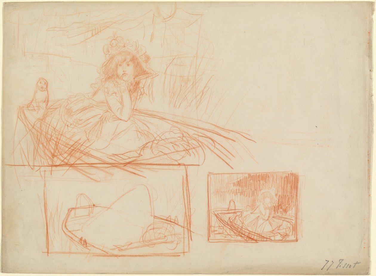 Pensive Girl Adrift in a Boat by James Jacques Joseph Tissot