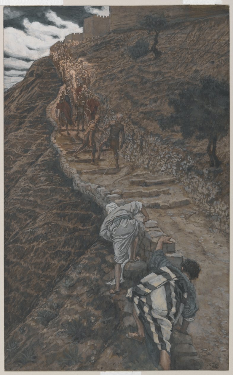 Saint Peter and Saint John Follow from Afar, illustration from The Life of Our Lord Jesus Christ by James Jacques Joseph Tissot