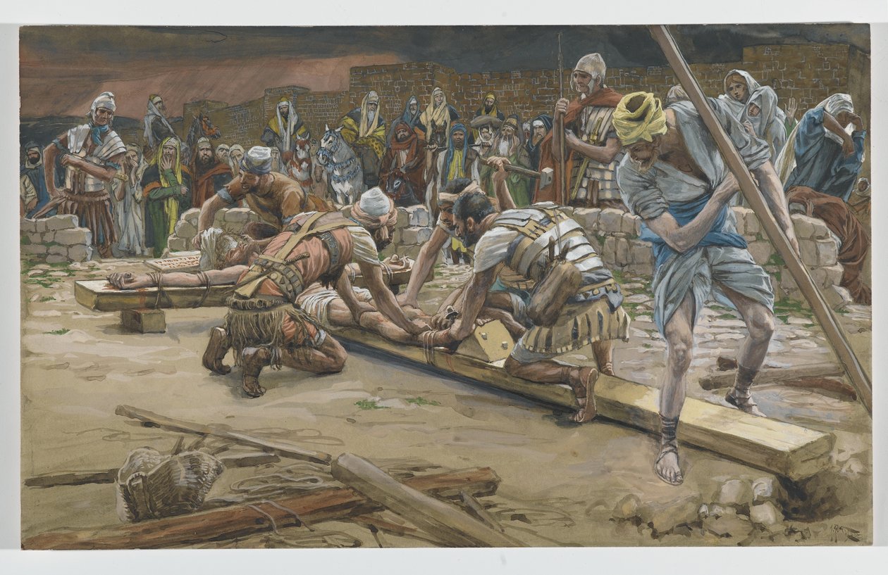 The nail for the Feet, illustration from The Life of Our Lord Jesus Christ by James Jacques Joseph Tissot