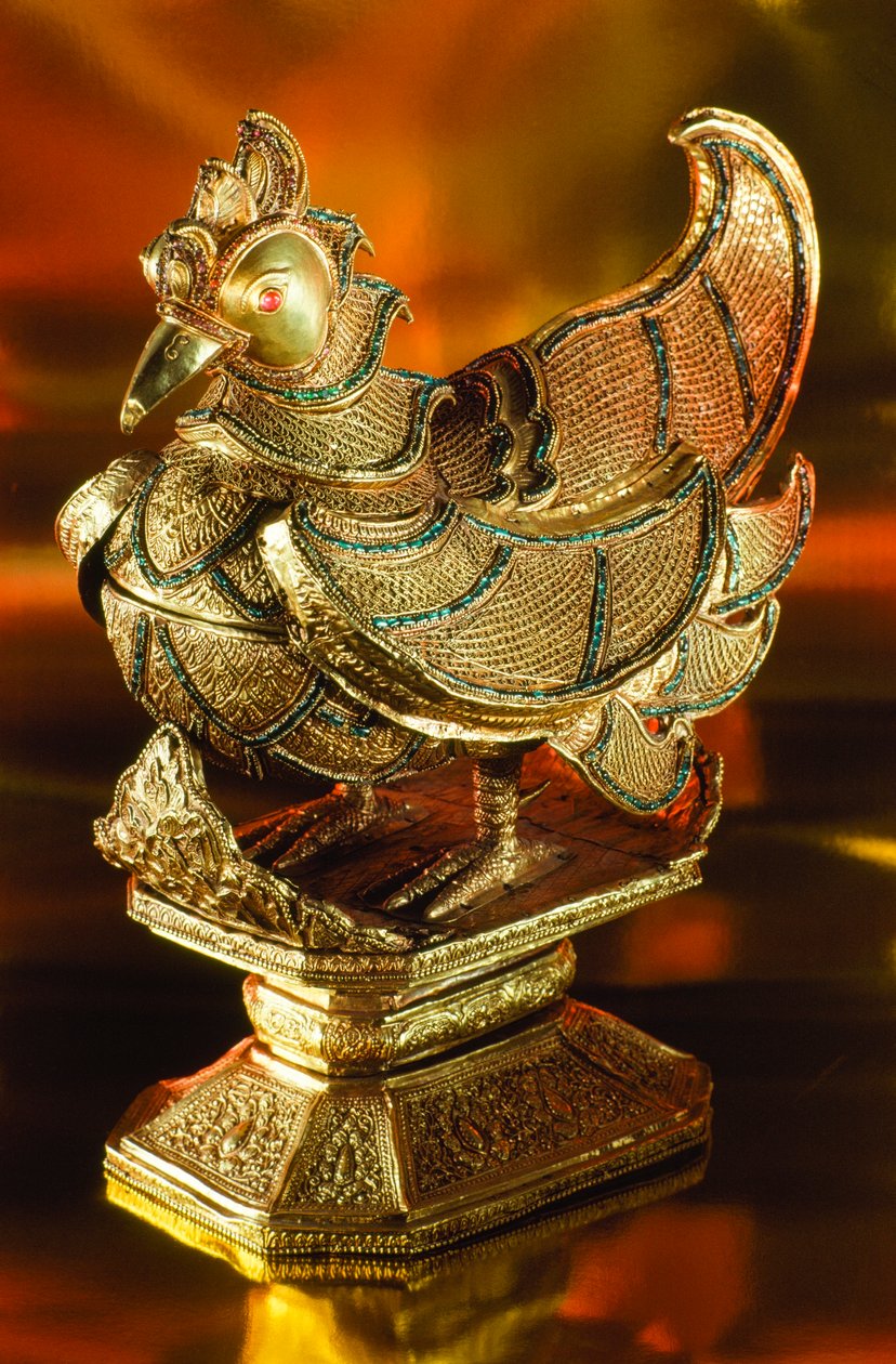 A Sacred Bejeweled Gold Goose that Once Held Betel Nuts, London, England by James L Stanfield