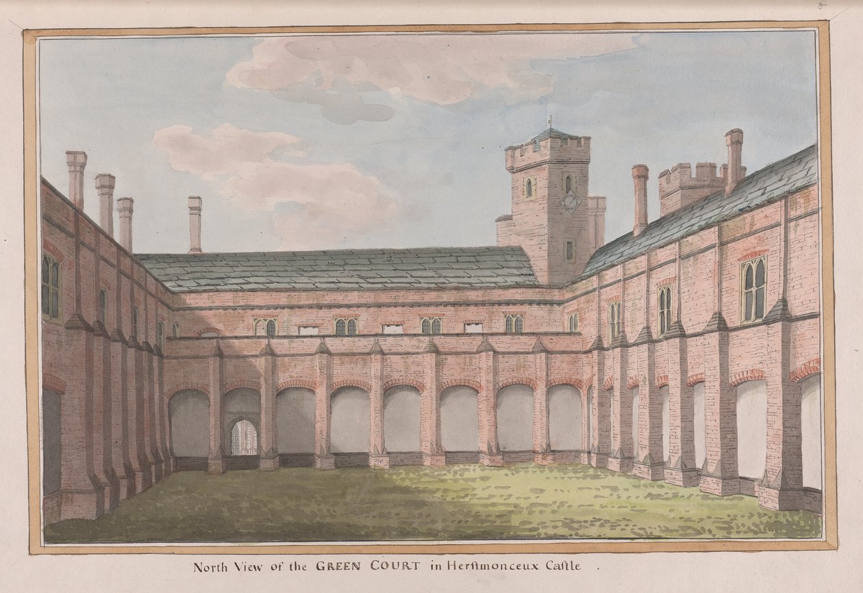 Herstmonceux Castle, East Sussex: North View of the Green Court by James Lambert  of Lewes
