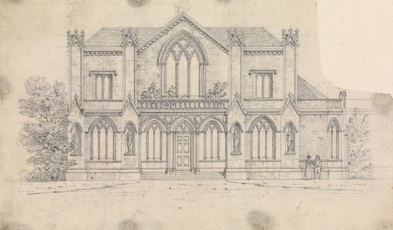 Preparatory drawing for Design 16, Plate 12 of A Collection of Designs for Rural Retreats by James Malton