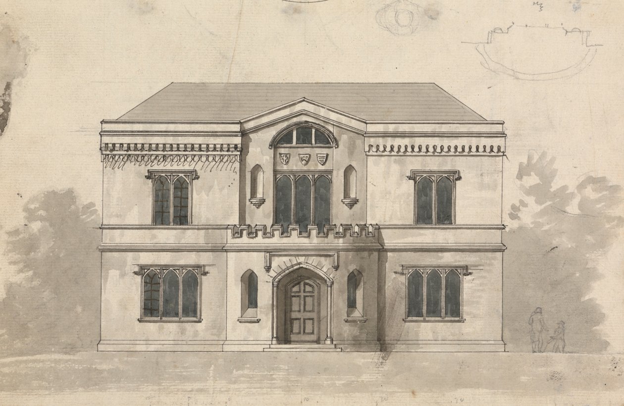 Preparatory Drawing for Design 9, Plate 6 of A Collection of Designs for Rural Retreats by James Malton