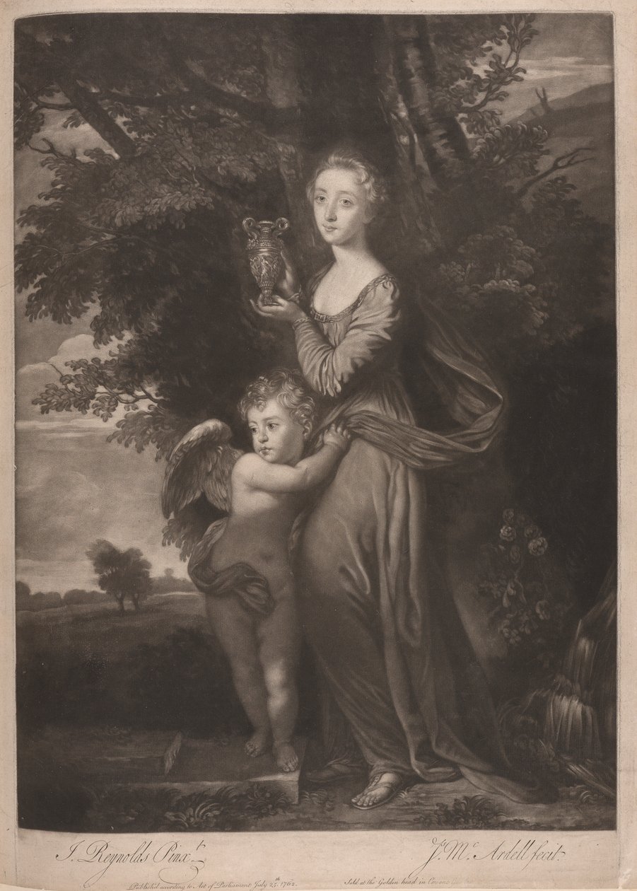 Miss Gravile (Frances Anne Greville and her brother as "Hebe and Cupid") by James McArdell