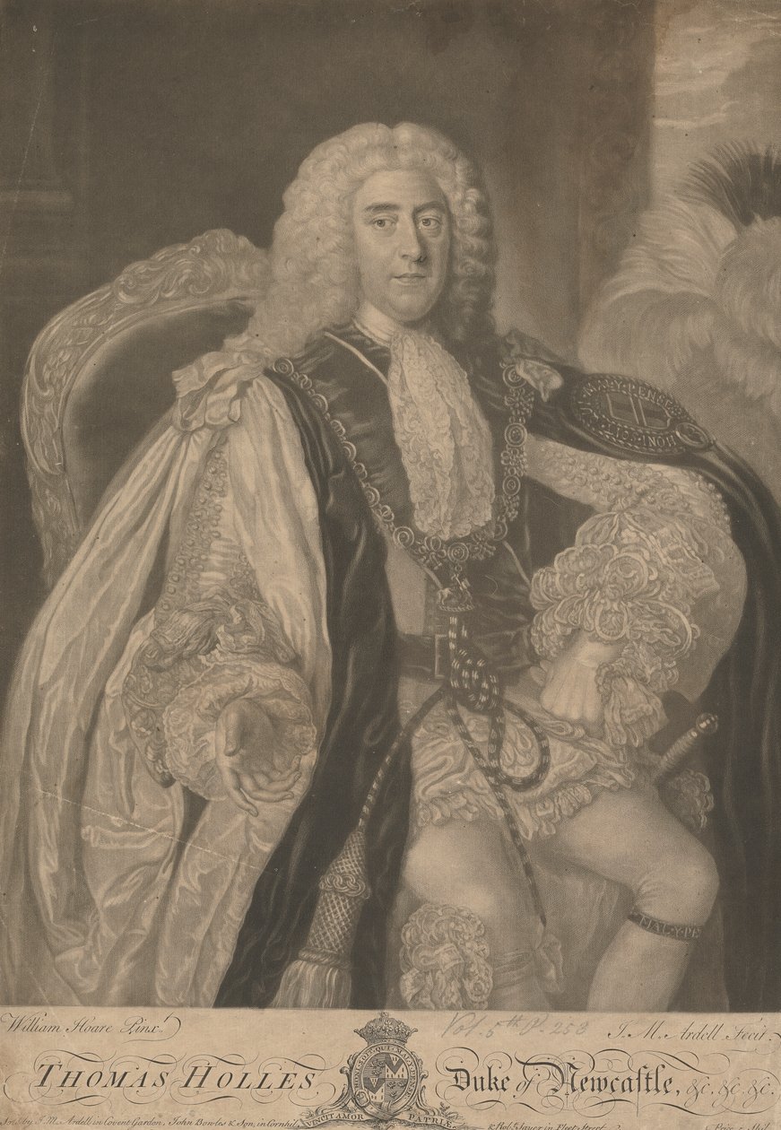 Thomas Pelham-Holles, 1st Duke of Newcastle upon Tyne and 1st Duke of Newcastle under Lyme by James McArdell