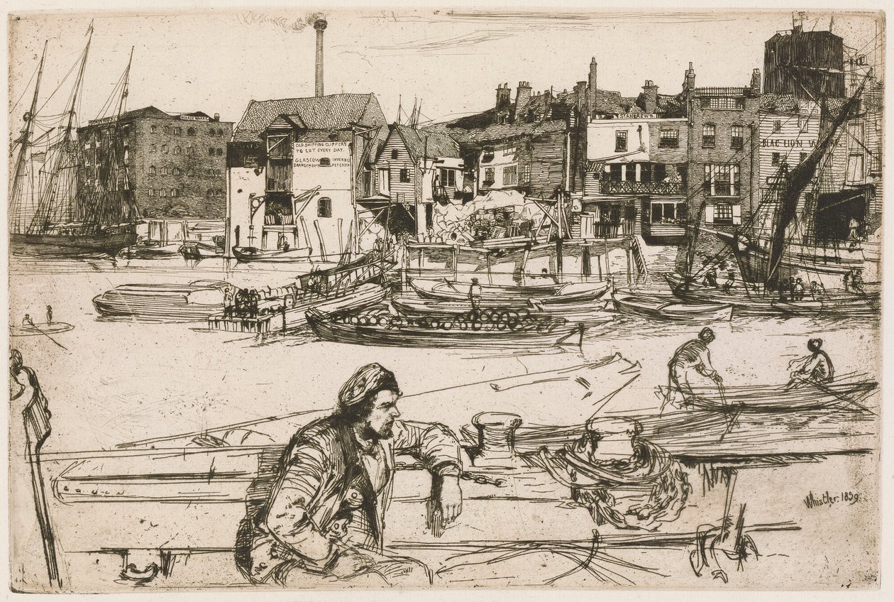 Black Lion Wharf, from the Thames Set (A Series of Sixteen Etchings of Scenes on the Thames and Other Subjects) by James Abbott McNeill Whistler