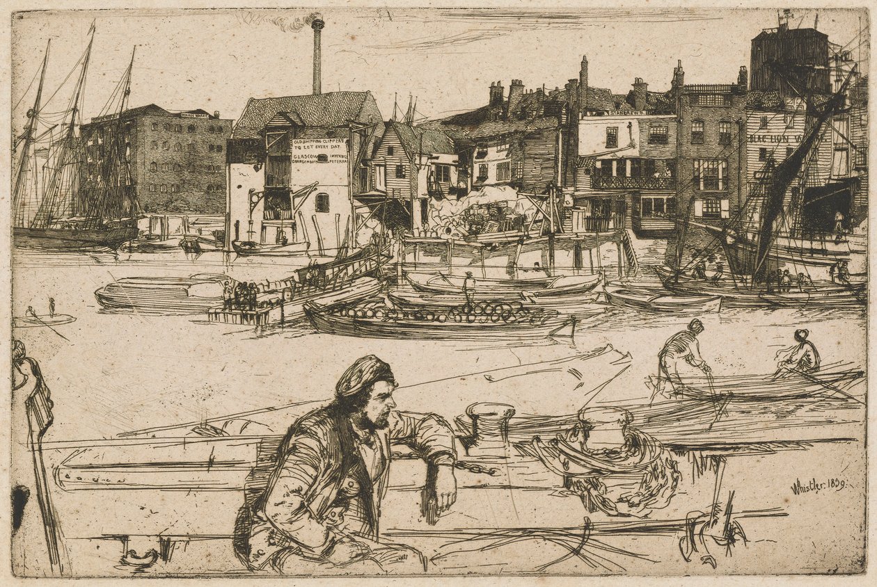 Black Lion Wharf, from the Thames Set by James Abbott McNeill Whistler