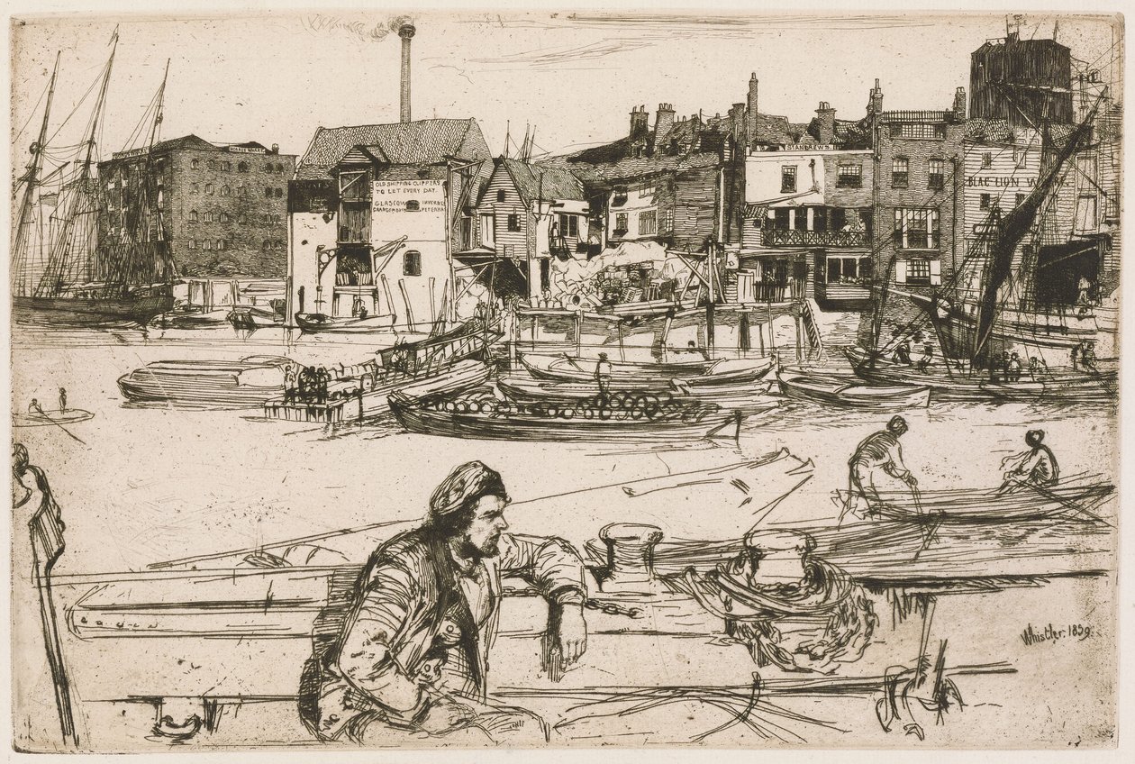 Black Lion Wharf, from the Thames Set (A Series of Sixteen Etchings of Scenes on the Thames and Other Subjects) by James McNeill Whistler