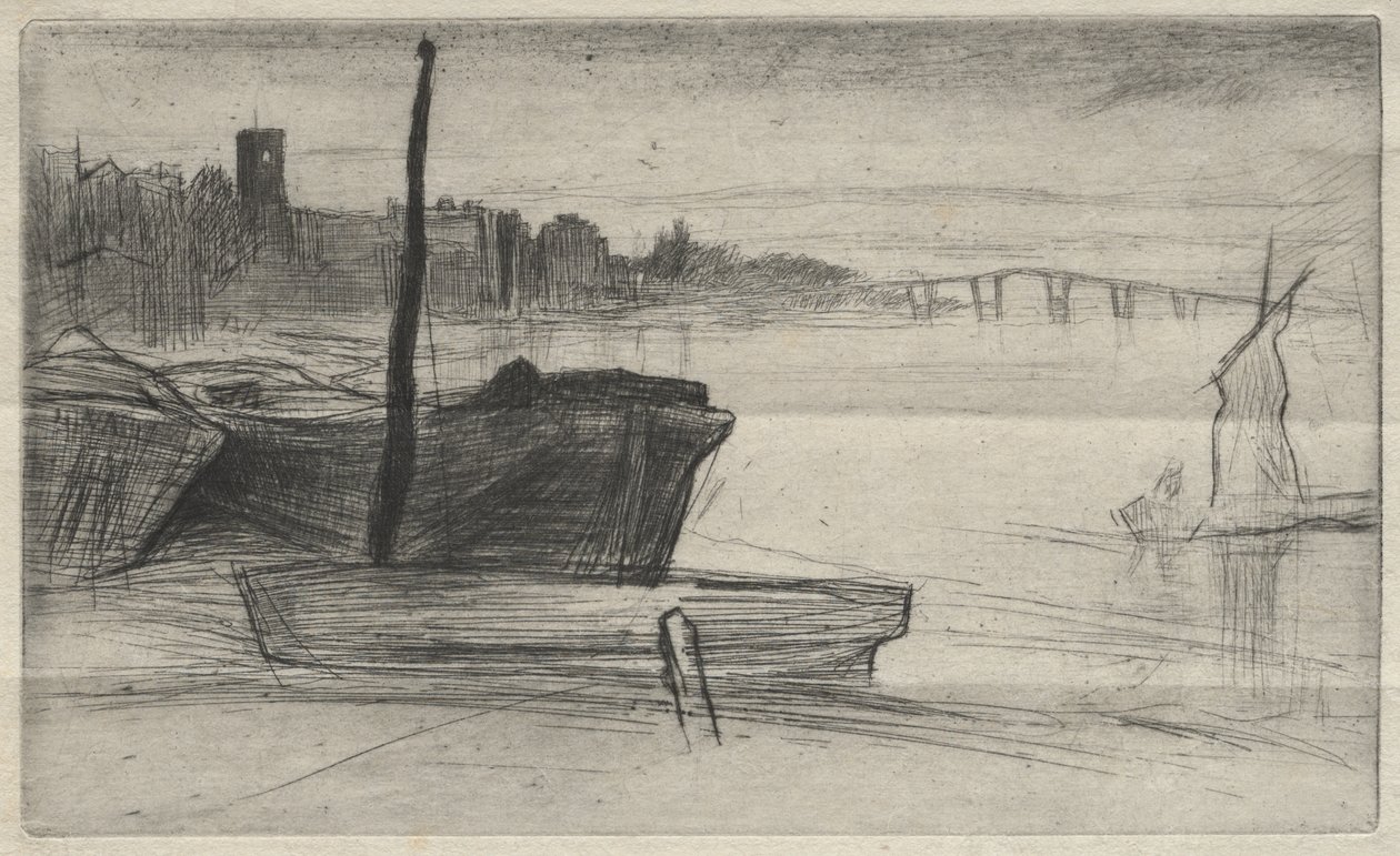 Chelsea Bridge and Church by James McNeill Whistler