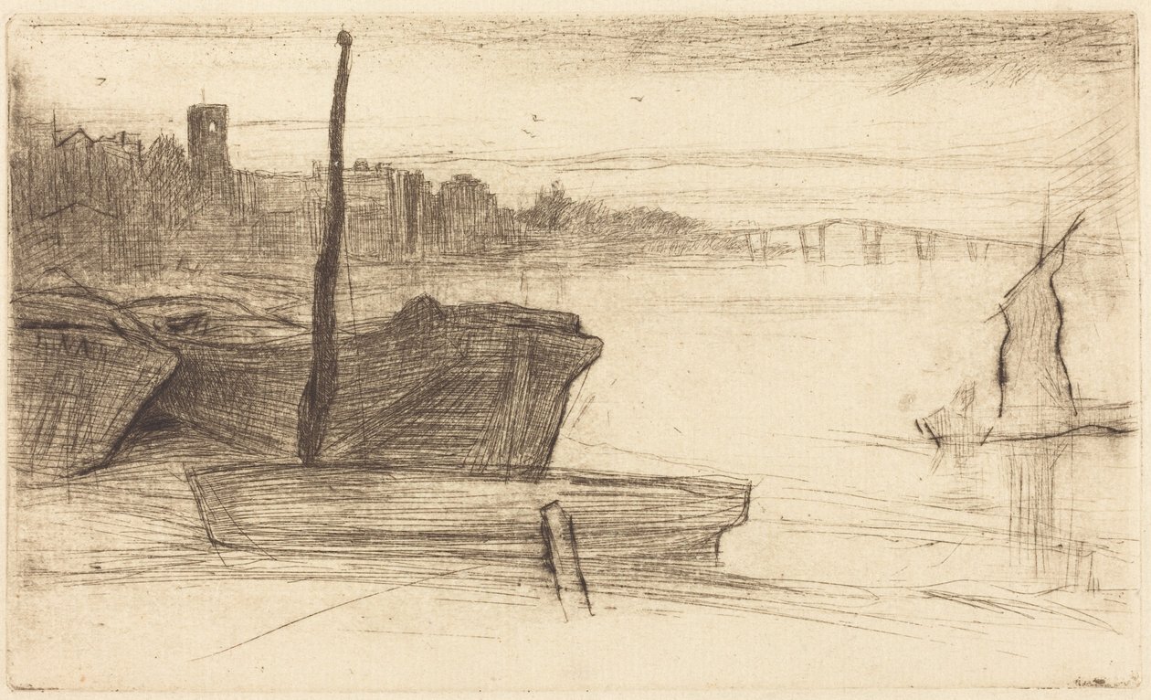 Chelsea Bridge and Church by James McNeill Whistler