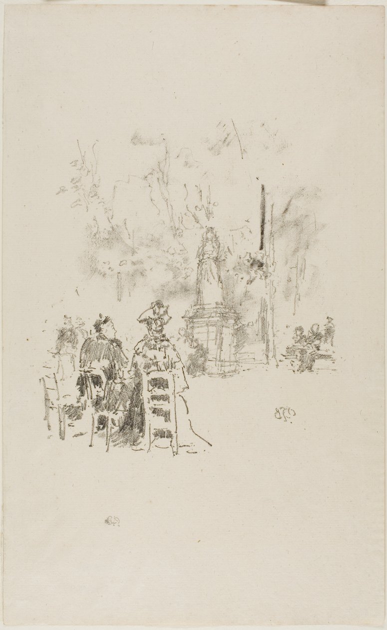 Conversation under the Statue, Luxembourg Gardens by James Abbott McNeill Whistler