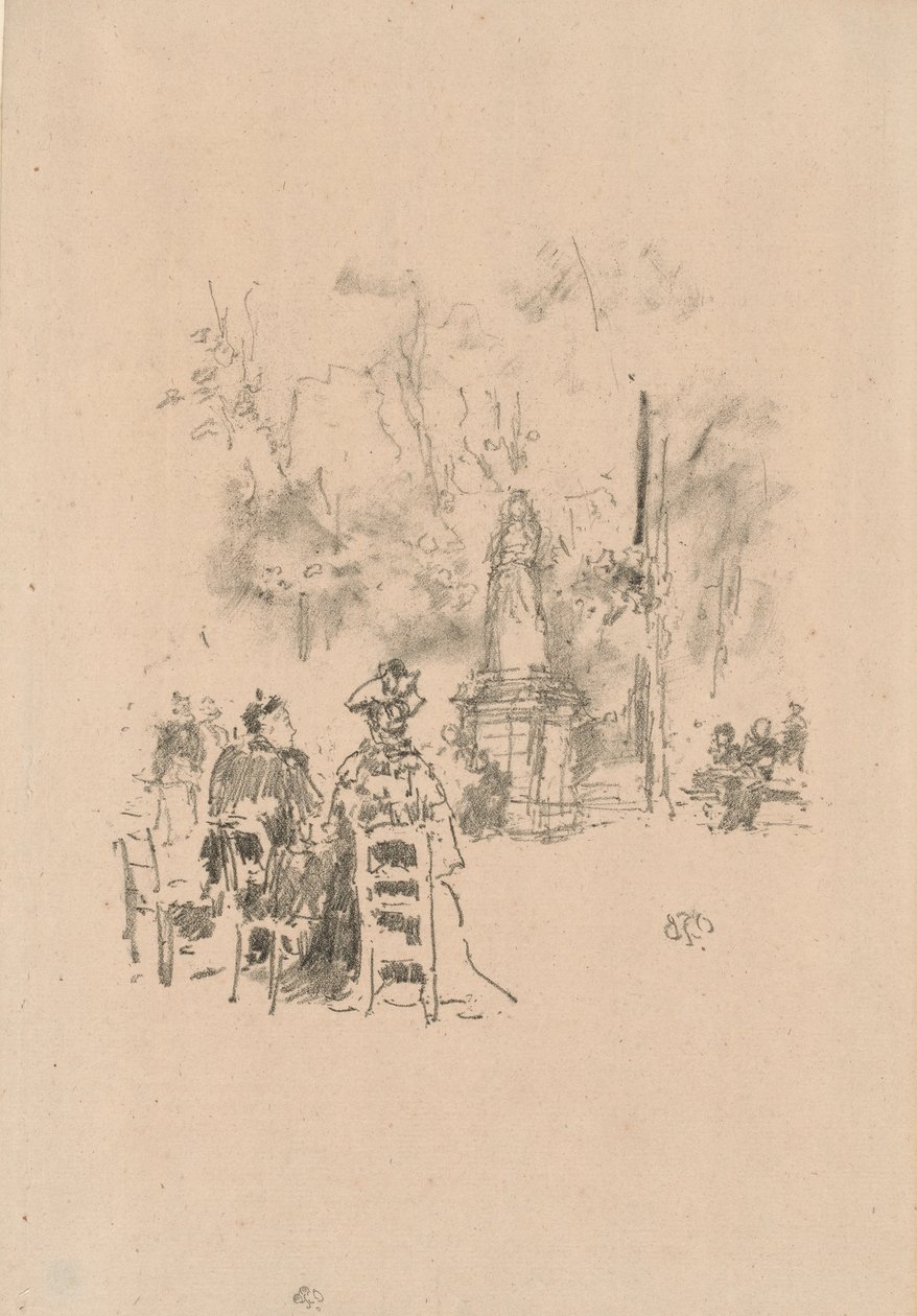 Conversation under the Statue, Luxembourg Gardens by James Abbott McNeill Whistler