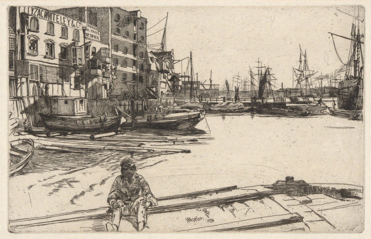 Eagle Wharf (Tyzac, Whiteley & Co.), from the Thames Set (A Series of Sixteen Etchings of Scenes on the Thames and Other Subjects) by James McNeill Whistler