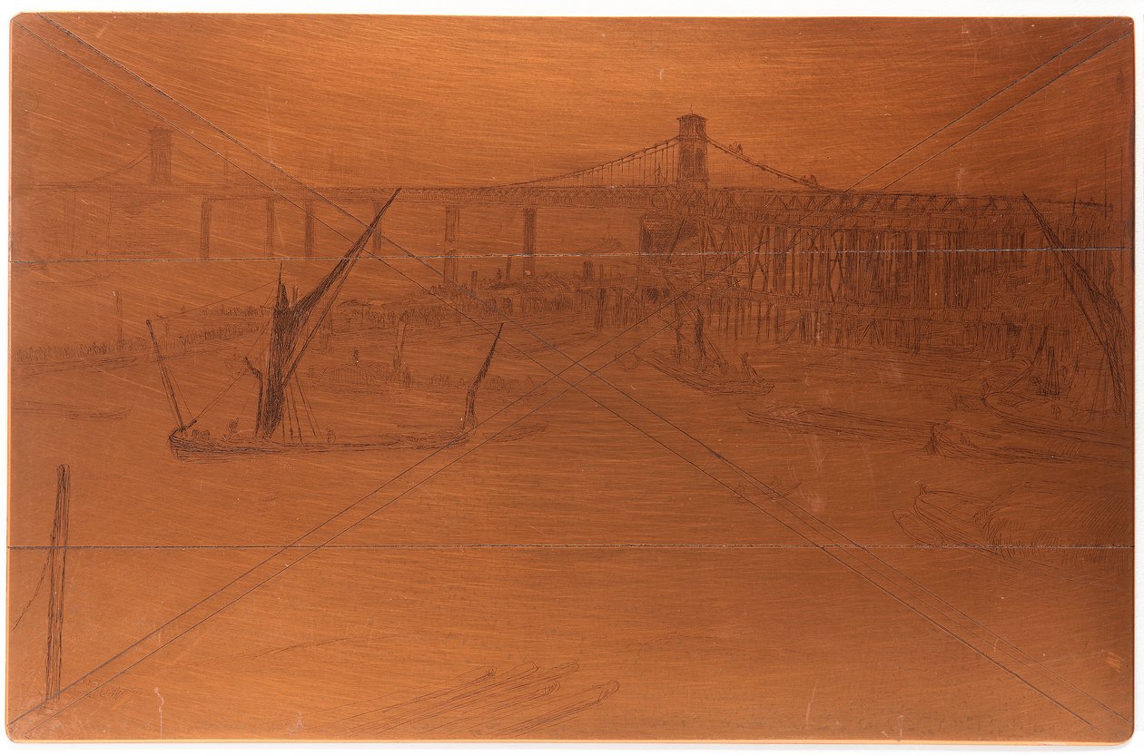 Etching Plate: Old Hungerford Bridge by James Abbott McNeill Whistler