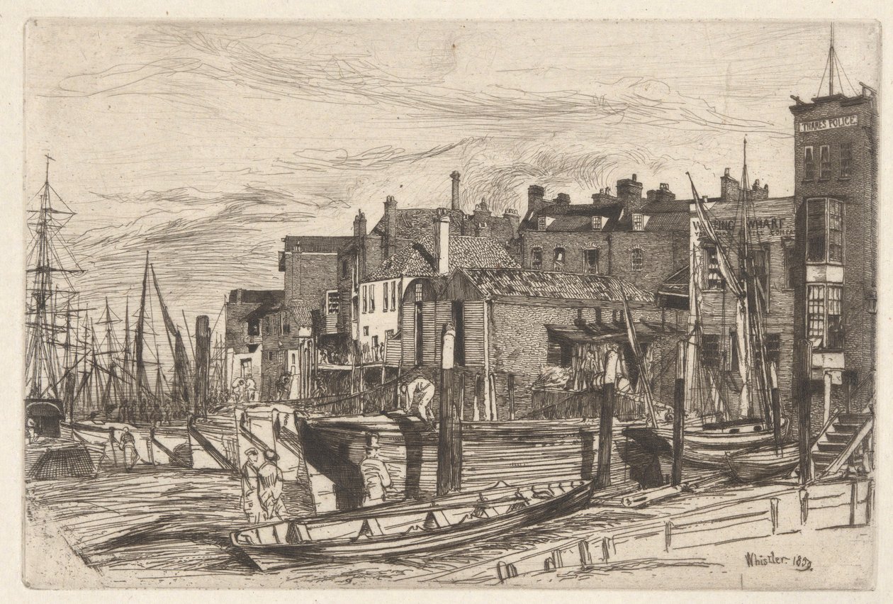 Thames Police, from the Thames Set (A Series of Sixteen Etchings of Scenes on the Thames and Other Subjects) by James Abbott McNeill Whistler