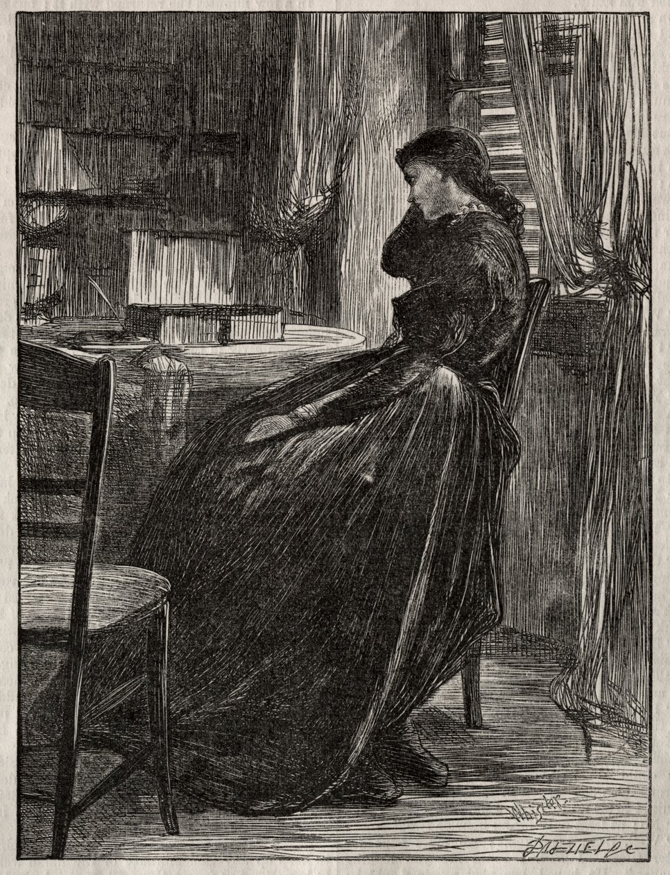 The Trial Sermon: Joanna Douglas at Her Desk by James Abbott McNeill Whistler